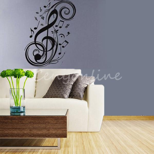 beautiful diy wallpaper home wall art decor removable vinyl decal sticker musical music notes swirls home bedroom decor 87x60cm