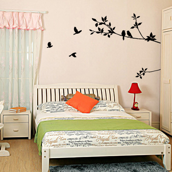 beautiful romantic design diy 100x57cm wallpaper tree and bird removable pvc wall art sticker decal decor mural home bedroom