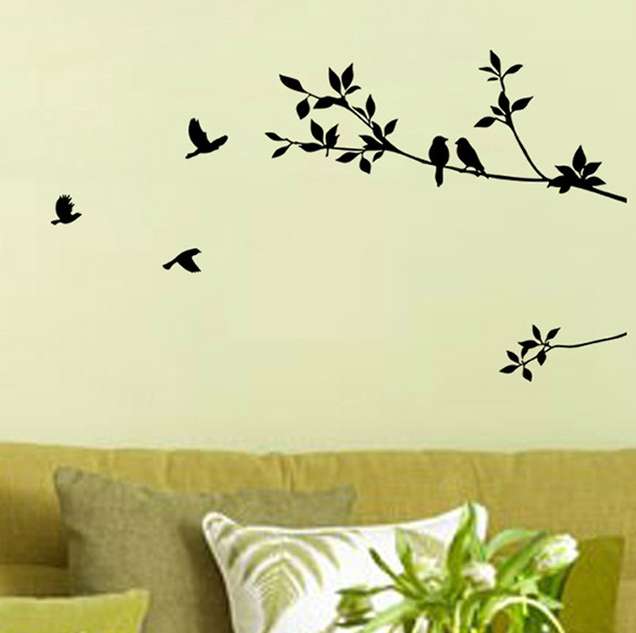 beautiful romantic design diy 100x57cm wallpaper tree and bird removable pvc wall art sticker decal decor mural home bedroom