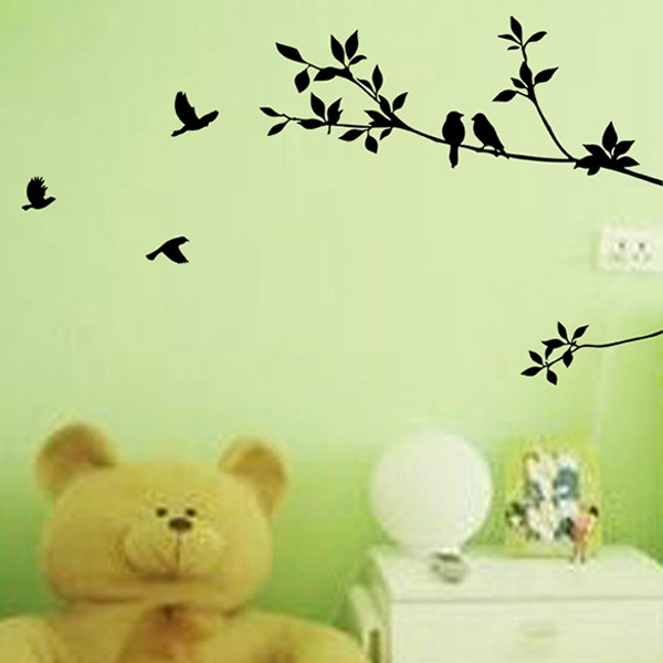 beautiful romantic design diy 100x57cm wallpaper tree and bird removable pvc wall art sticker decal decor mural home bedroom
