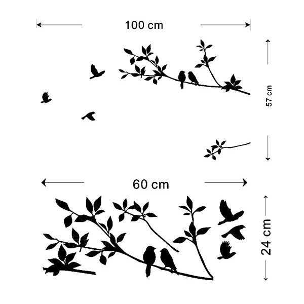 beautiful romantic design diy 100x57cm wallpaper tree and bird removable pvc wall art sticker decal decor mural home bedroom