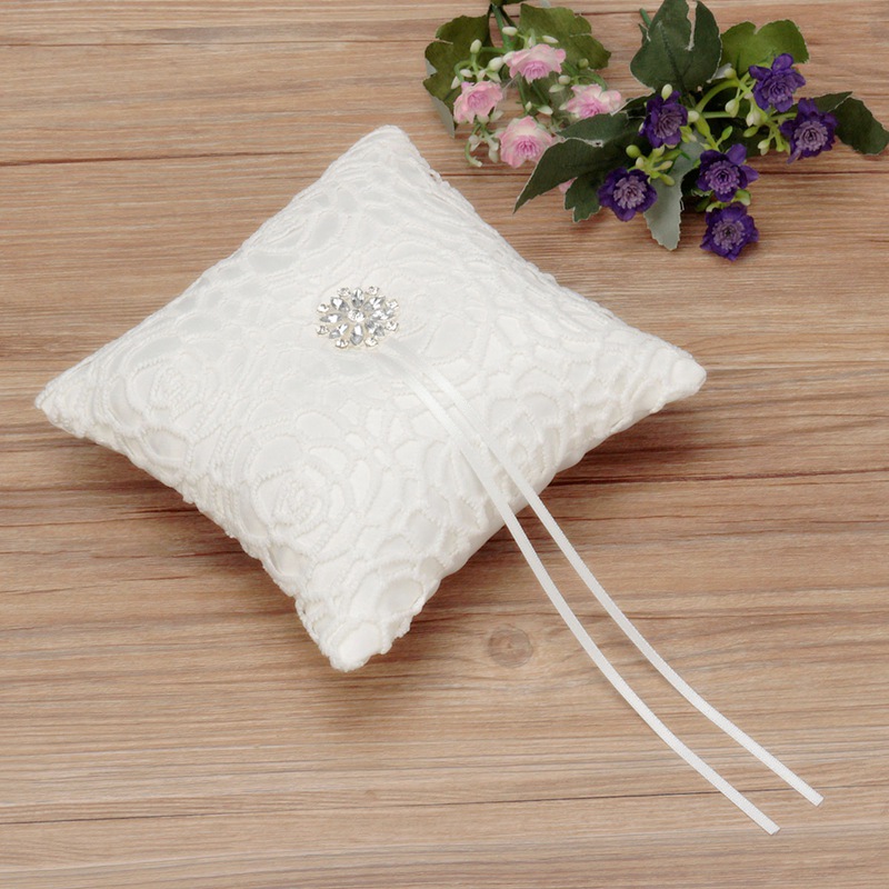 beautiful white flower shape with flash diamond romantic wedding ring pillow cushion home decoration beautiful white flower shape with flash diamond romantic wedding ring pillow cushion home decoration