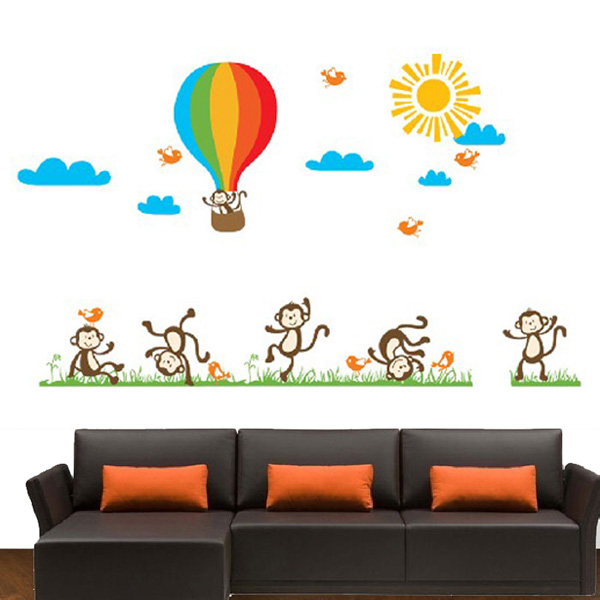 best ! new arriva fashion design monkey balloon removable vinyl wall decal sticker kid room art mural home decor 140x80cm best ! new arriva fashion design monkey balloon removable vinyl wall decal sticker kid room art mural home decor 140x80cm