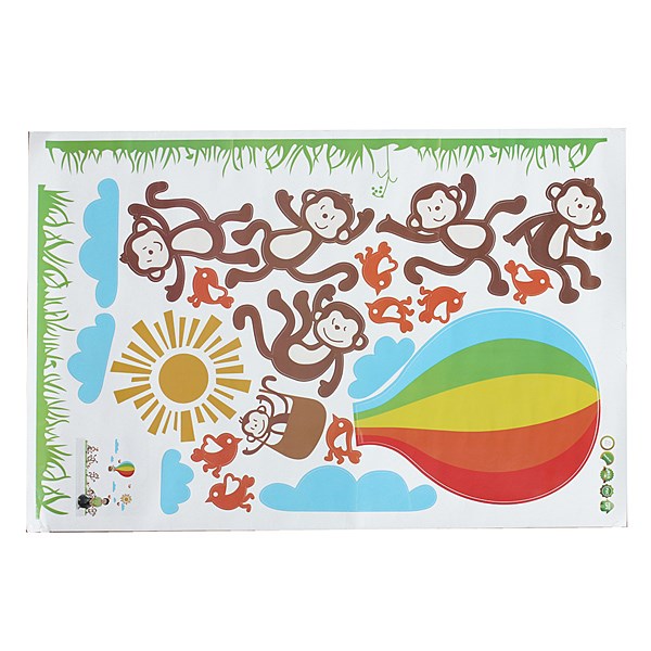 best ! new arriva fashion design monkey balloon removable vinyl wall decal sticker kid room art mural home decor 140x80cm