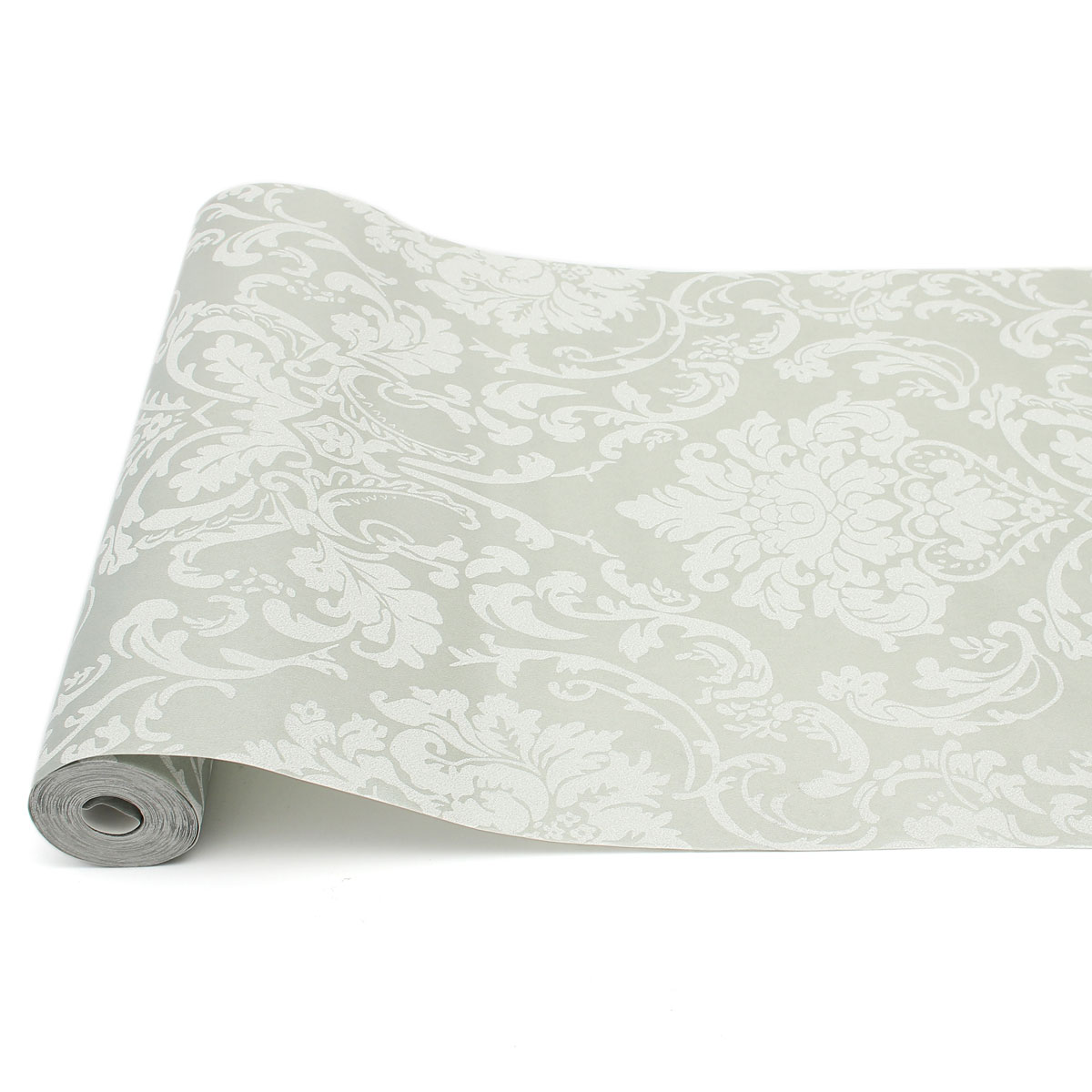 best promotion 10m/3ft embossed damask design flocked non-woven wallpaper roll home decoration brand new