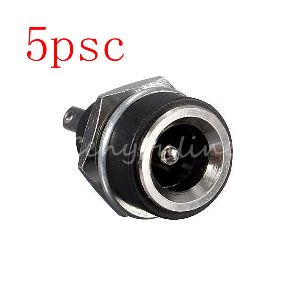 best promotion 5pcs 3a 12v fordc power supply jack socket female panel mount connector 5.5mm 2.1mm plug adapter 2 terminal types