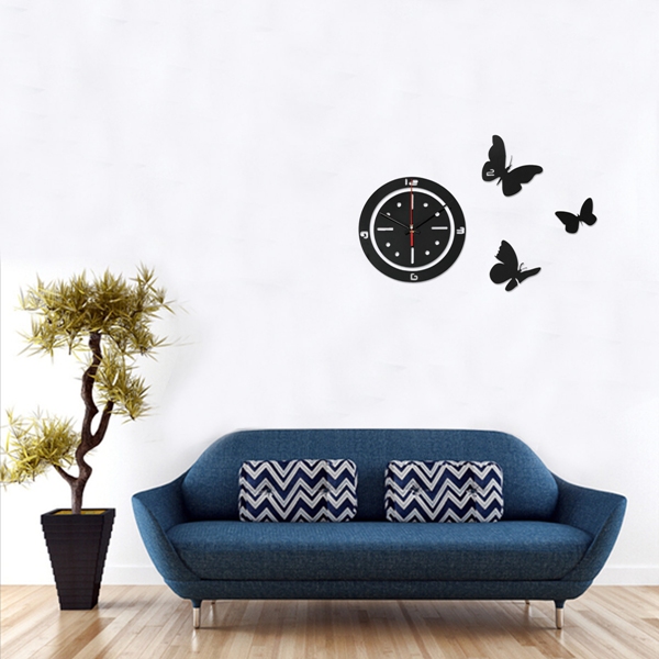 best promotion!! diy butterfly round wall clock mirror acrylic home office decor sticker black best promotion!! diy butterfly round wall clock mirror acrylic home office decor sticker black