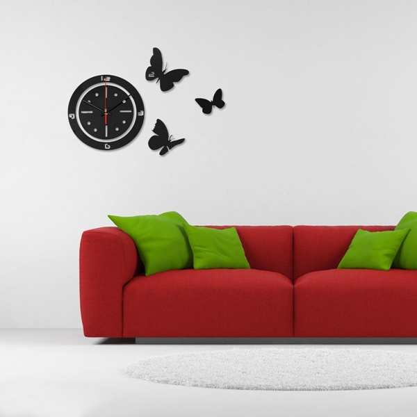 best promotion!! diy butterfly round wall clock mirror acrylic home office decor sticker black