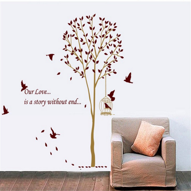 best promotion diy fashion wall sticker large brown family tree wall decals vinyl adhesive sticker home bedroom decoration