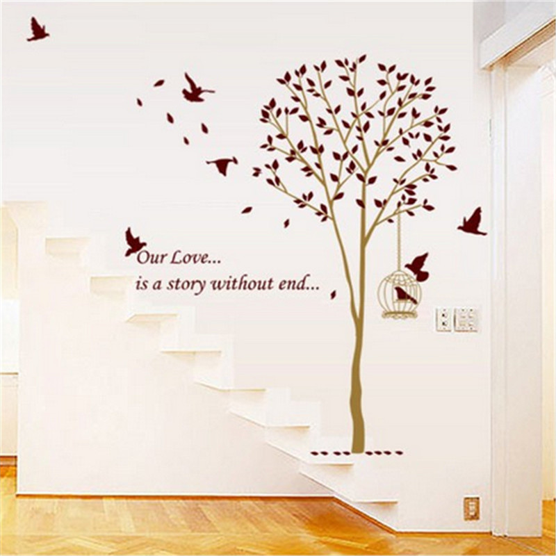 best promotion diy fashion wall sticker large brown family tree wall decals vinyl adhesive sticker home bedroom decoration