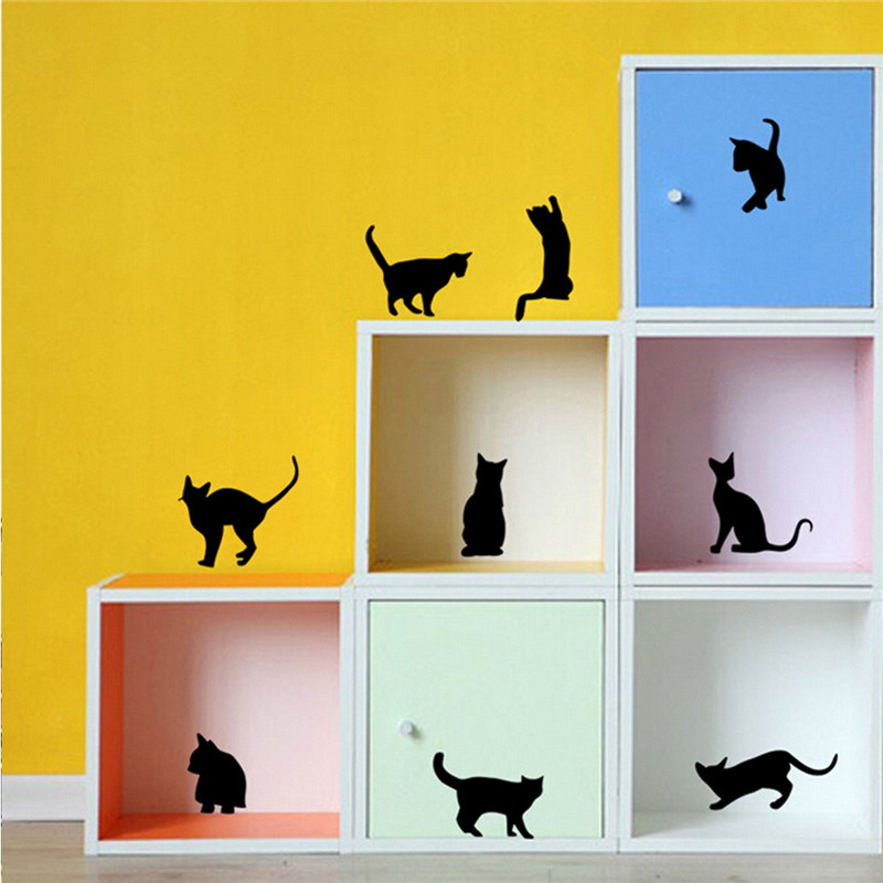best promotion diy removable 9 cute cats playing decal wall sticker art home room decoration wallpaper