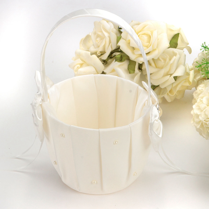 best promotion elegant wedding ceremony party ivory satin white bowknot diamante pearl flower girl basket decoration celebration best promotion elegant wedding ceremony party ivory satin white bowknot diamante pearl flower girl basket decoration celebration