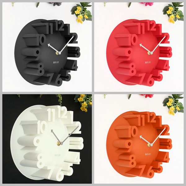 brand new 4 colors excellent fashional design modern art decorative 3d home decor dome round watch bell wall clock