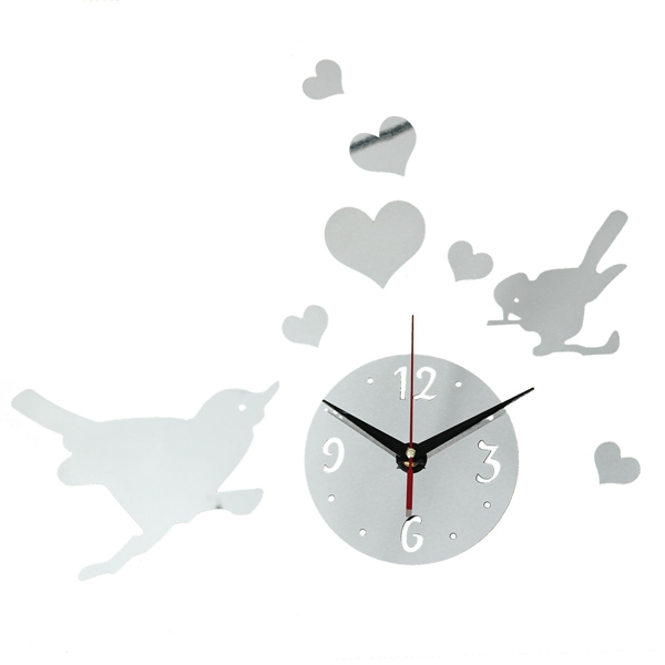 brand new diy 2 birds tree branch wall clock mirror acrylic home room office decor sticker excellent quality