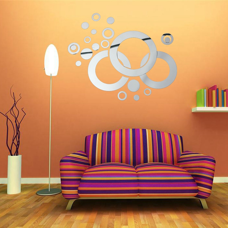brand new diy modern circle & round acrylic mirror wall stickers home decor decal art excellent quality