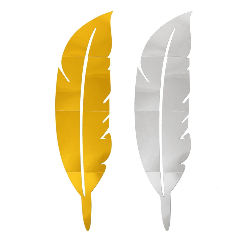 brand new diy modern plume feather acrylic mirror wall stickers home room decor decal excellent quality