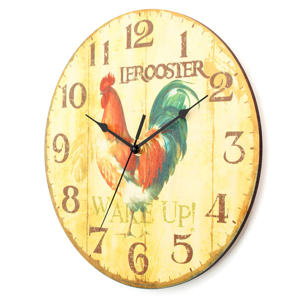 brand new noiseless modern design round large wall clock french farmhouse cock vintage rustic home office cafe bar decoration