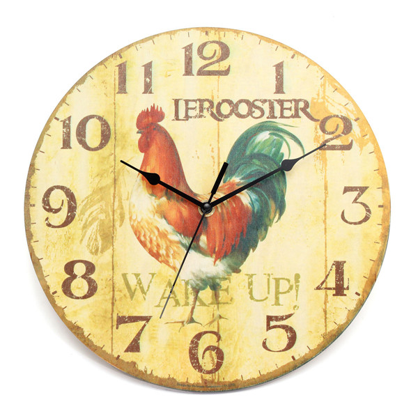 brand new noiseless modern design round large wall clock french farmhouse cock vintage rustic home office cafe bar decoration