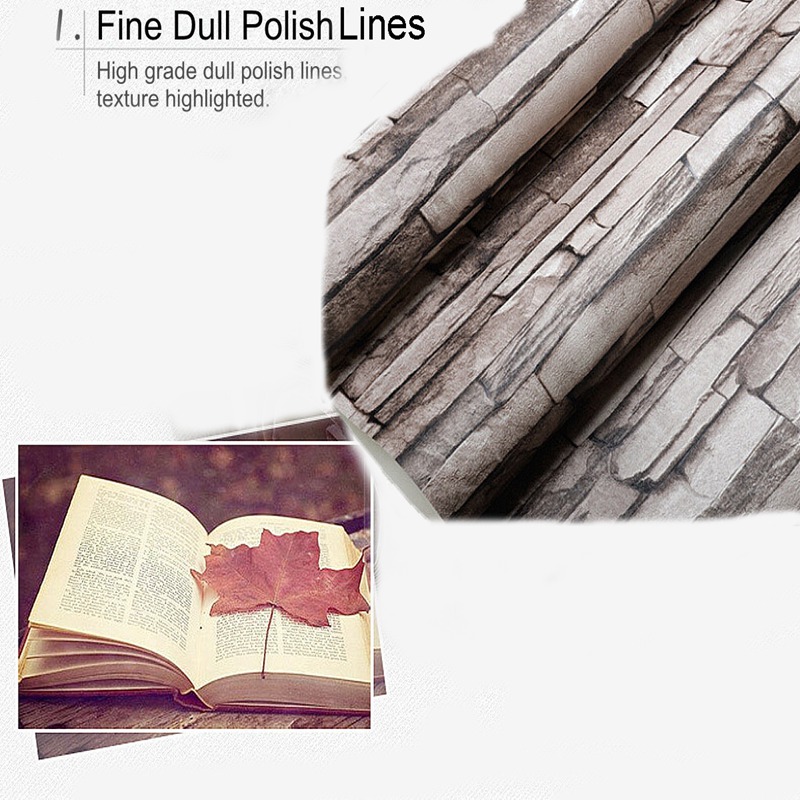 brown color home decoration modern vintage natural wood pulp dull polish brick pattern vinyl 10m wallpaper roll living room