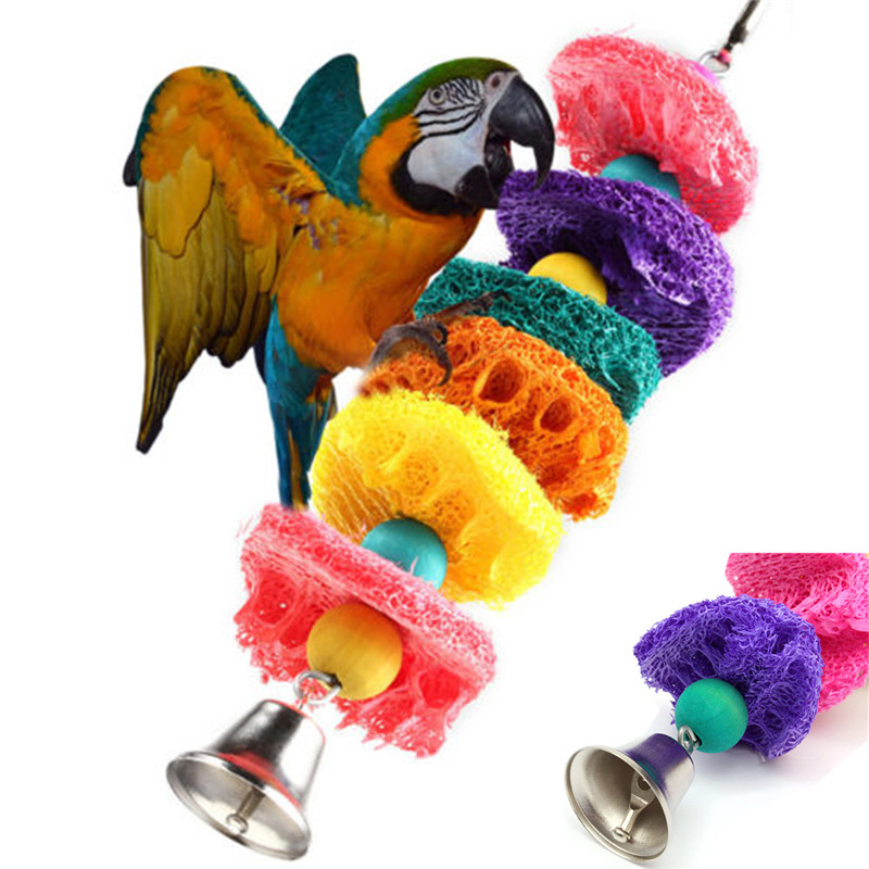 colorful loofah sponge pet bird parrot cage macaw cockatoo cockatiel conure handmade toy plant fibre parrot chew toy colorful loofah sponge pet bird parrot cage macaw cockatoo cockatiel conure handmade toy plant fibre parrot chew toy