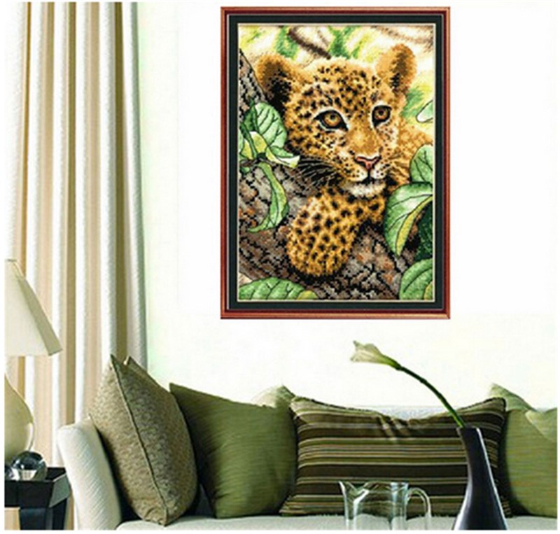 diy 25 * 33.5cm cross stitch kits set handmade needlework embroidery printed little leopard stitching home decoration diy 25 * 33.5cm cross stitch kits set handmade needlework embroidery printed little leopard stitching home decoration