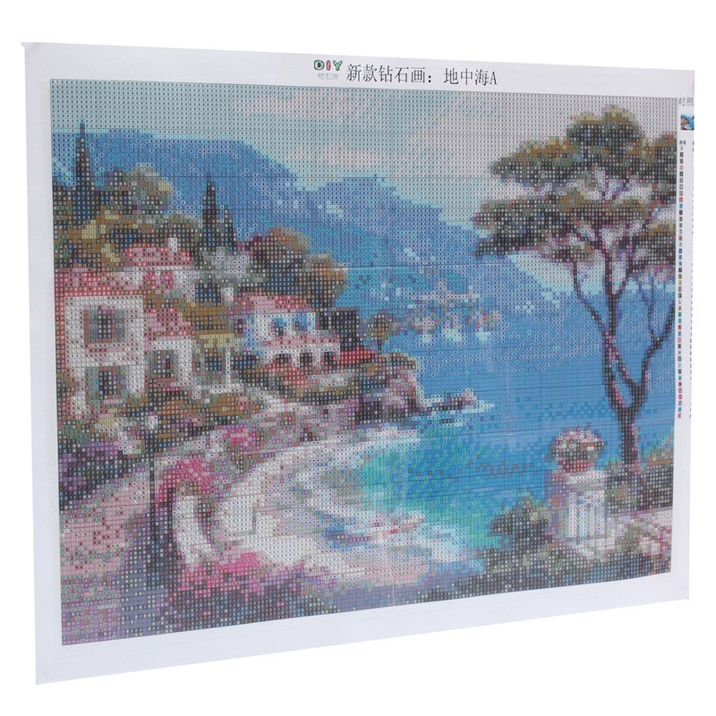 diy 3d diamond painting landscape mediterranean sea full whole resin drill square rhinestone pasted cross stitch