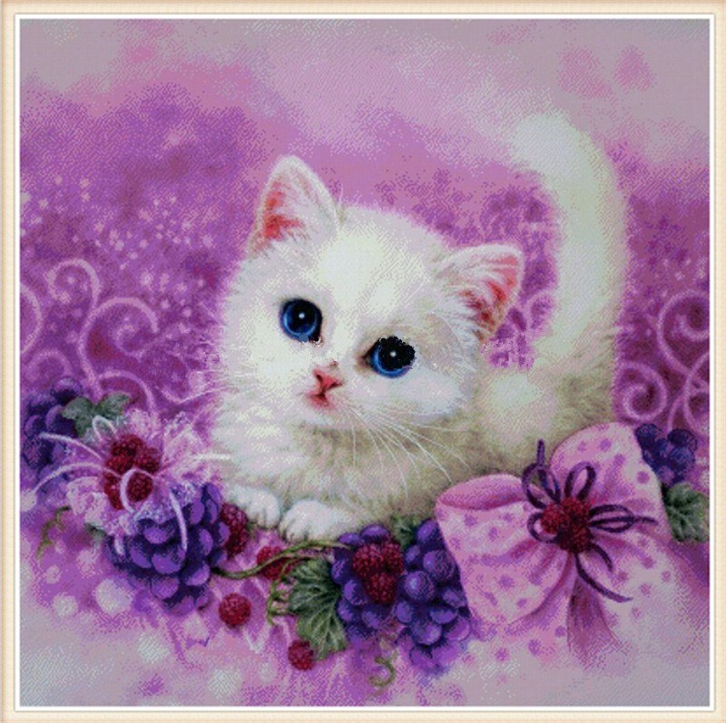 diy diamond painting kits 3d cross stitch purple for cat rhinestone painting full square resin diamond newest 30x30cm