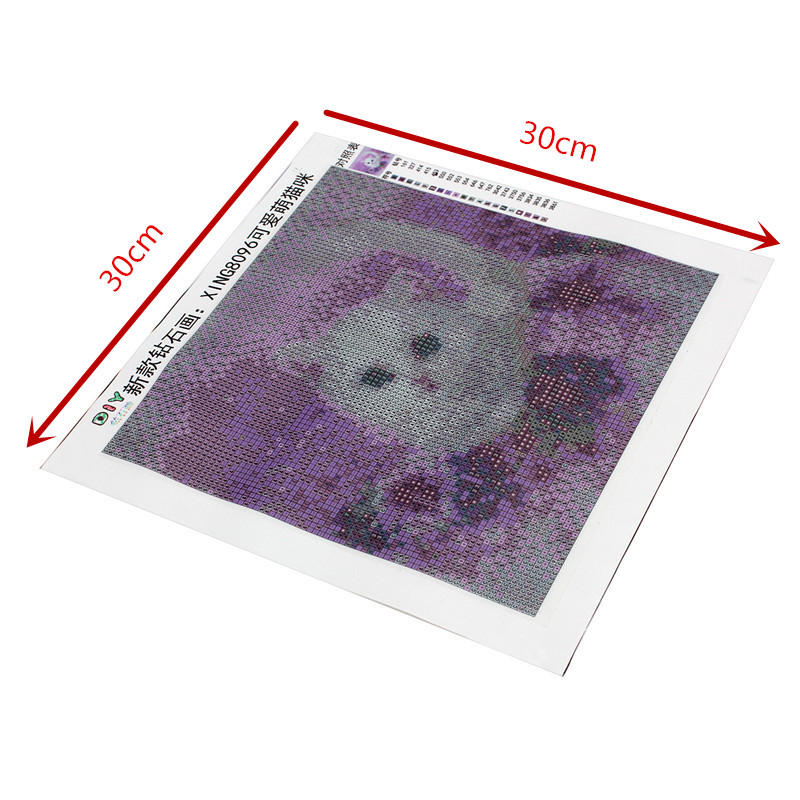 diy diamond painting kits 3d cross stitch purple for cat rhinestone painting full square resin diamond newest 30x30cm