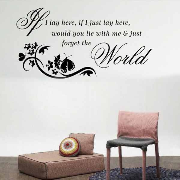 diy wallpaper quote if i lay here song lyrics removeable wall sticker art quote decal decor mural home bedroom 3 size