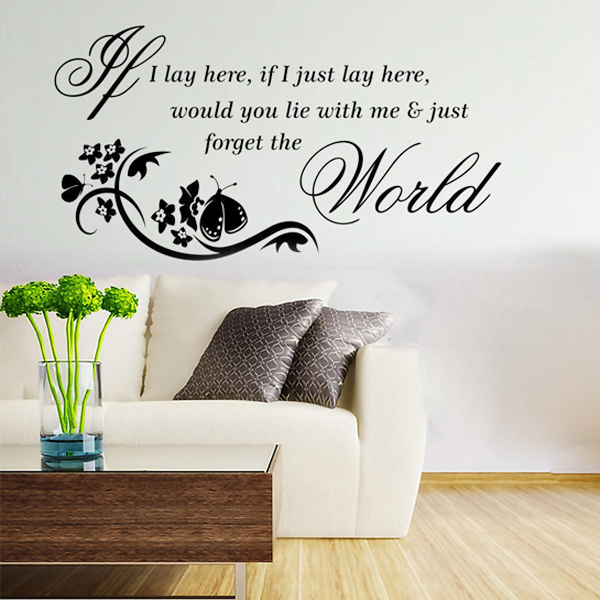 diy wallpaper quote if i lay here song lyrics removeable wall sticker art quote decal decor mural home bedroom 3 size