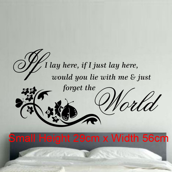 diy wallpaper quote if i lay here song lyrics removeable wall sticker art quote decal decor mural home bedroom 3 size