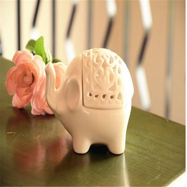 durable fashionable created ceramic hollow ceramic elephant crafts aromatherapy candle holde white home furnishings decor