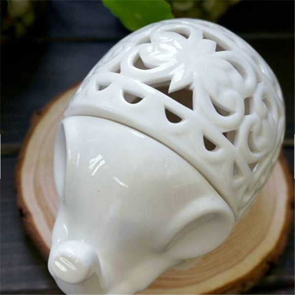 durable fashionable created ceramic hollow ceramic elephant crafts aromatherapy candle holde white home furnishings decor