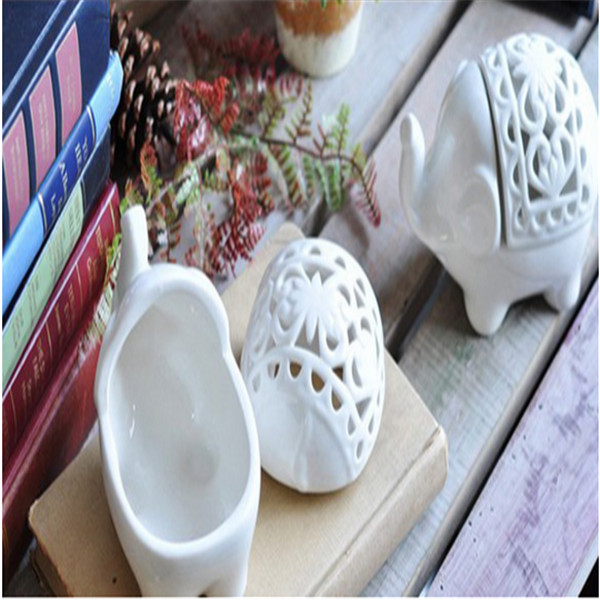 durable fashionable created ceramic hollow ceramic elephant crafts aromatherapy candle holde white home furnishings decor