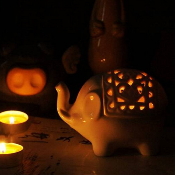 durable fashionable created ceramic hollow ceramic elephant crafts aromatherapy candle holde white home furnishings decor