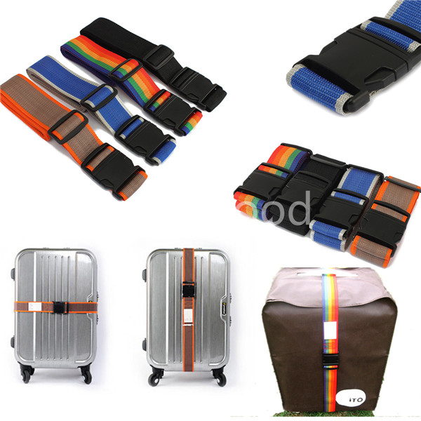 durable mixed color nylon adjustable luggage buckle strap quick release suitcase packing belt 101-195cm travel