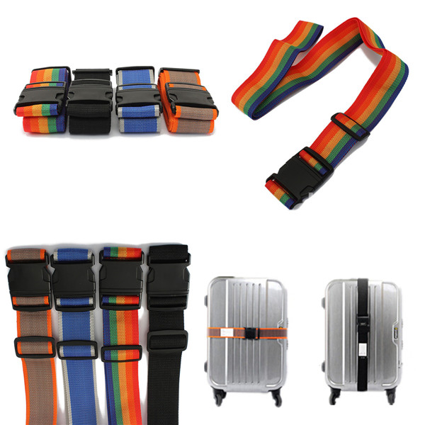 durable mixed color nylon adjustable luggage buckle strap quick release suitcase packing belt 101-195cm travel