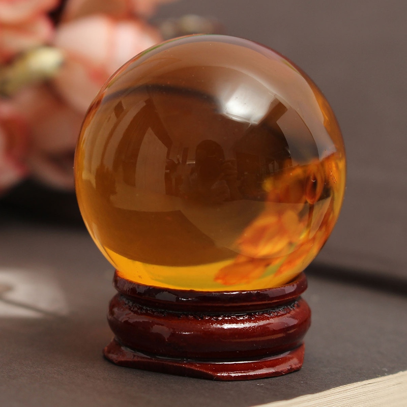 fashion 40mm brown colour crystal healing balls magic glass healing ball with stand home office decor