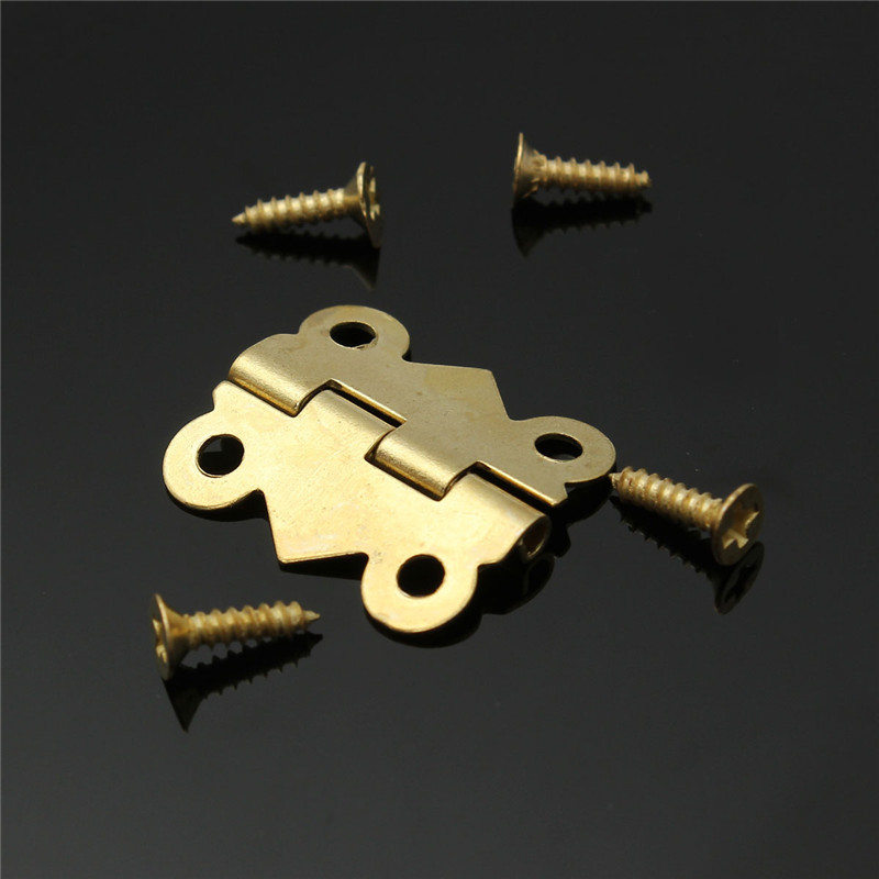 fashion design 5/10/20x vintage brass color iron mini butterfly butt hinges cabinet drawer jewelry box diy repair