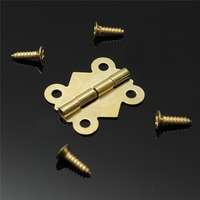 fashion design 5/10/20x vintage brass color iron mini butterfly butt hinges cabinet drawer jewelry box diy repair