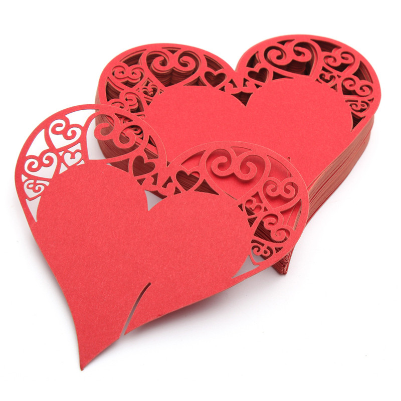 fashion design 50pcs love heart name place cards wine glass cards table wedding party decoration