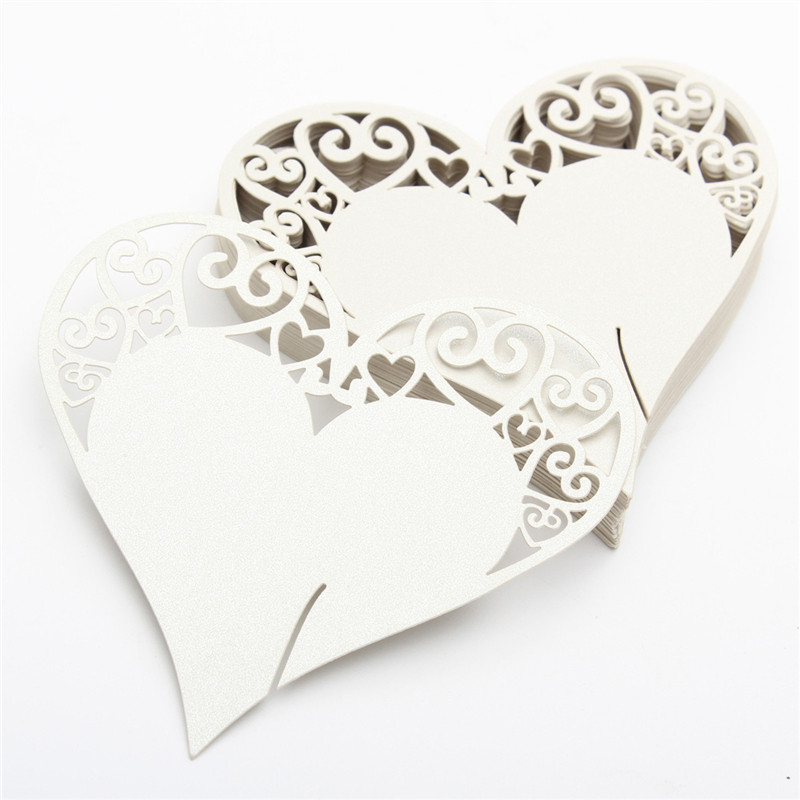 fashion design 50pcs love heart name place cards wine glass cards table wedding party decoration