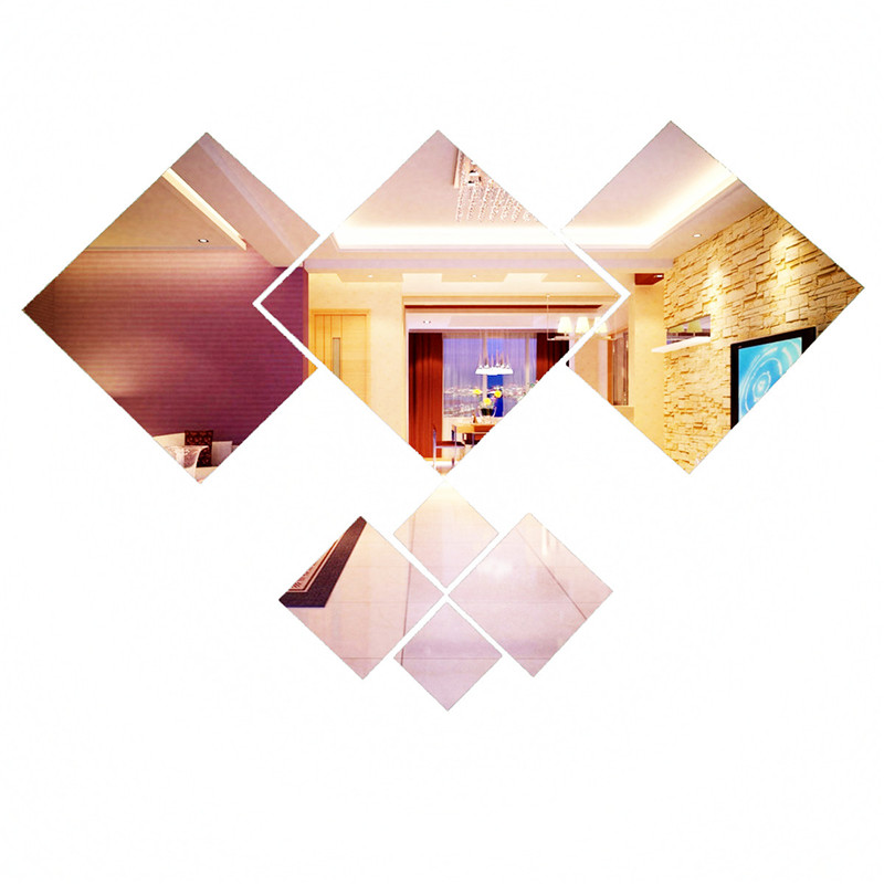 fashion diy 7pcs mirror 3d wall home vinyl stickers living bed room background decoration home art decal mirror surface sticker