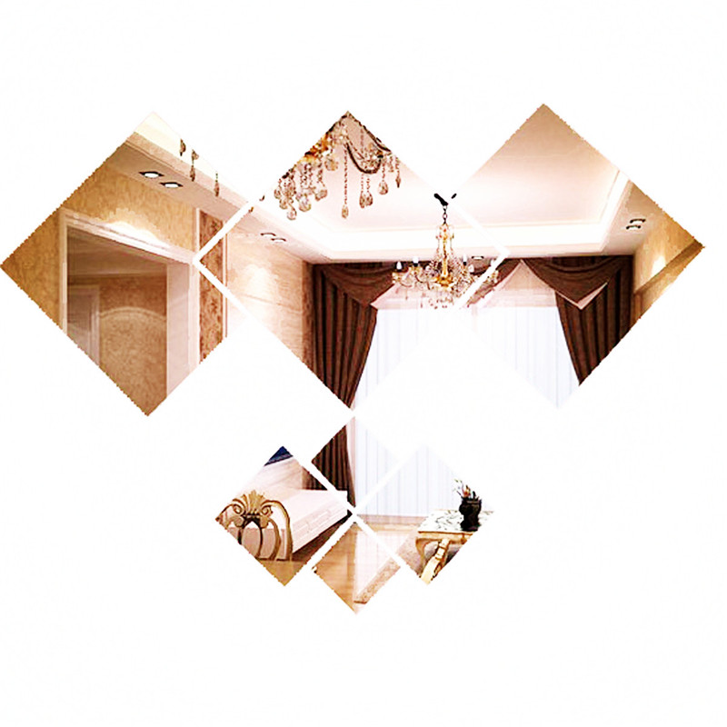 fashion diy 7pcs mirror 3d wall home vinyl stickers living bed room background decoration home art decal mirror surface sticker