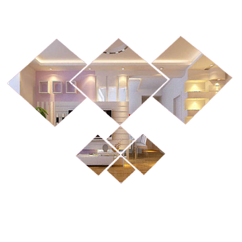 fashion diy 7pcs mirror 3d wall home vinyl stickers living bed room background decoration home art decal mirror surface sticker