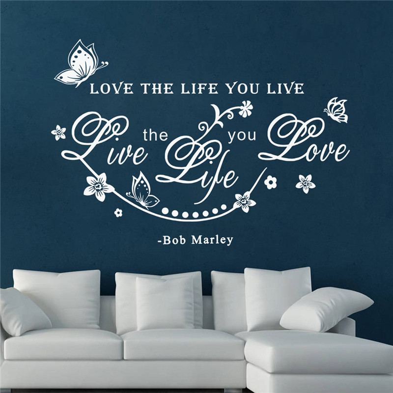 fashion flower butterfly with english decal decoration wall decals decorative sticker wall stickers decor home mural