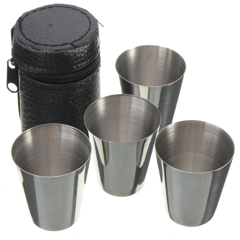fashion portable 4pcs/set 30ml stainless steel cups cover mug drinking coffee beer camping outdoor travel tumbler fashion portable 4pcs/set 30ml stainless steel cups cover mug drinking coffee beer camping outdoor travel tumbler