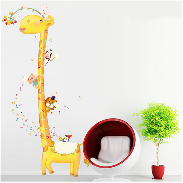 funny cute removable giraffe height wall sticker home decor decal poster home decoration living room,bedroom grass