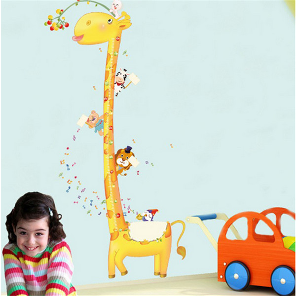 funny cute removable giraffe height wall sticker home decor decal poster home decoration living room,bedroom grass