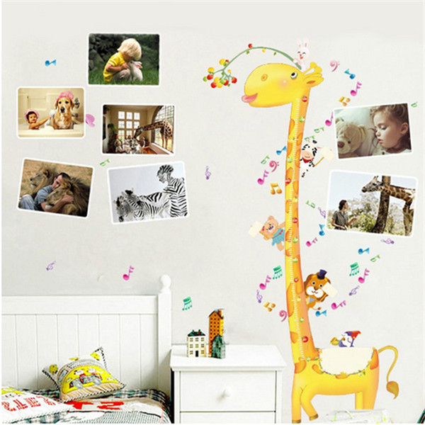 funny cute removable giraffe height wall sticker home decor decal poster home decoration living room,bedroom grass